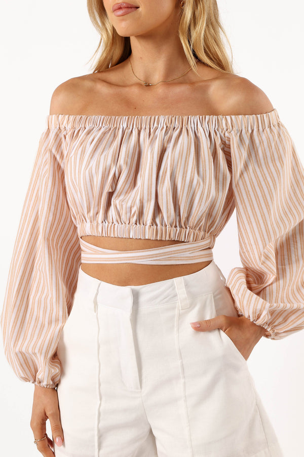 TOPS @Emilia Wrap Top - Coral Ivory