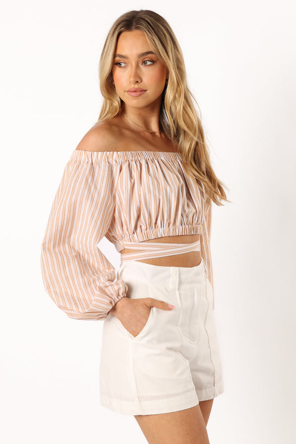 TOPS @Emilia Wrap Top - Coral Ivory