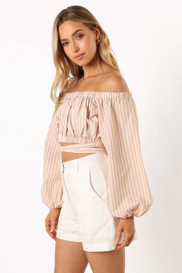 TOPS @Emilia Wrap Top - Coral Ivory