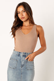 TOPS @Emily Rib Top - Taupe