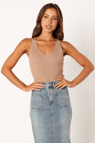 TOPS @Emily Rib Top - Taupe