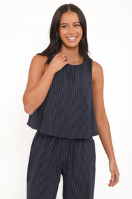 TOPS Enda Top - Navy White Stripe