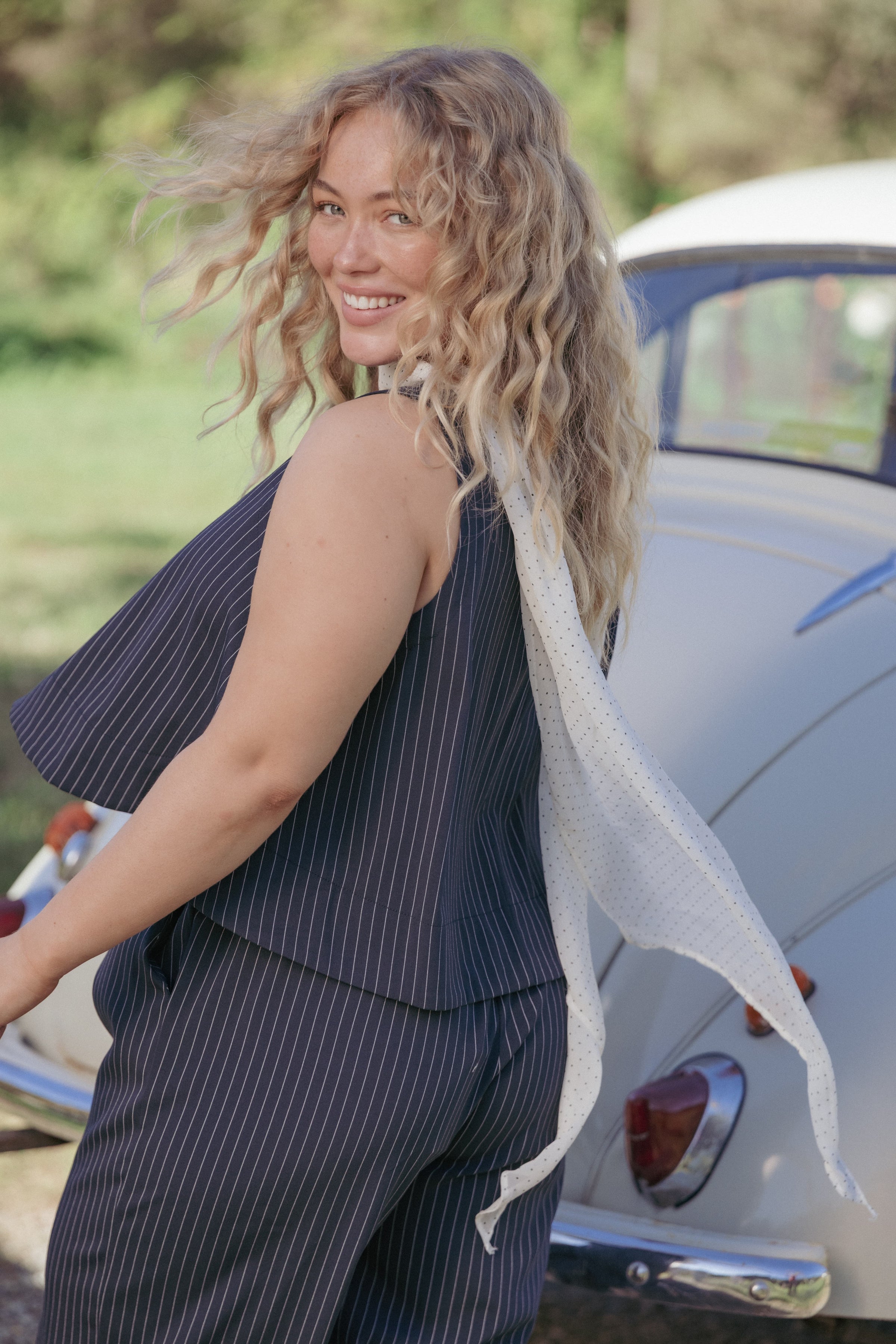 TOPS Enda Top - Navy White Stripe