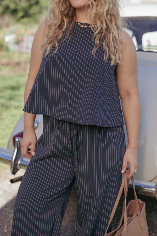 TOPS Enda Top - Navy White Stripe