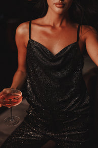 TOPS Ensley Velvet Shimmer Top - Black