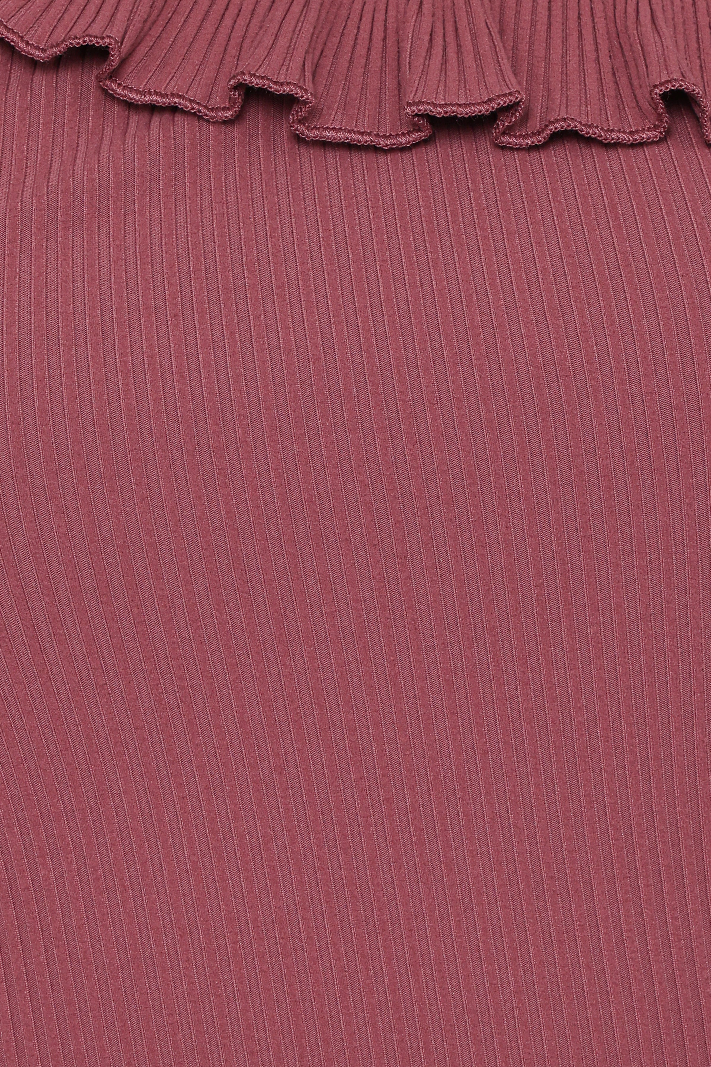 TOPS Evanna Frill Neck Top - Burgundy