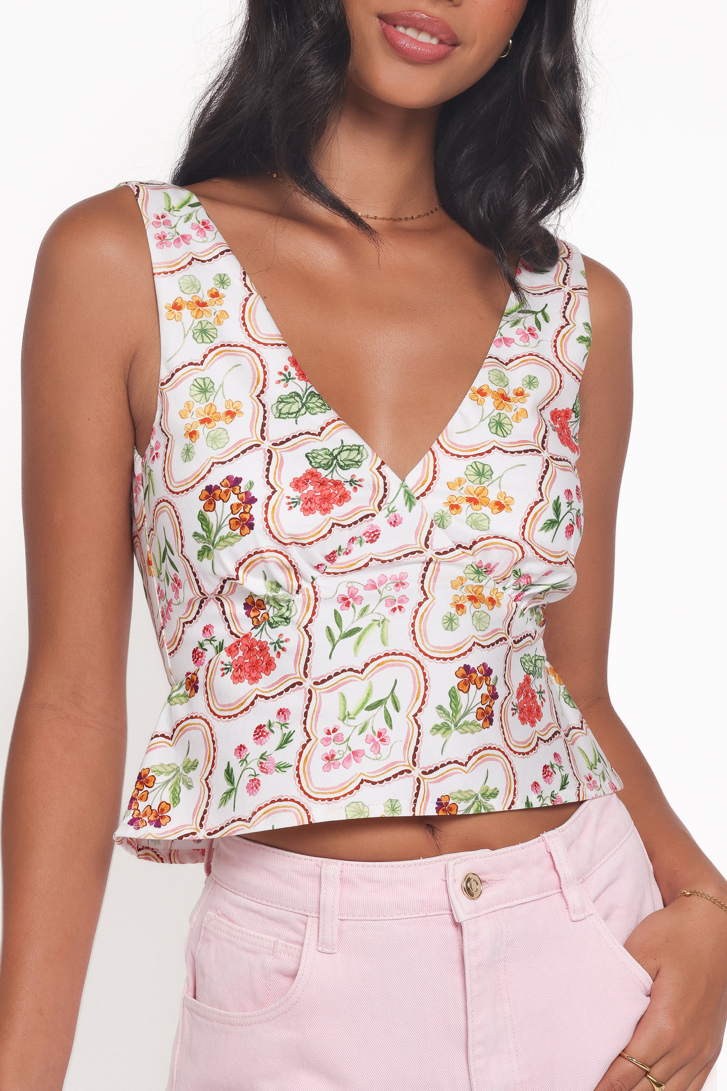 TOPS Evelyn Top - Ivory Wildflower