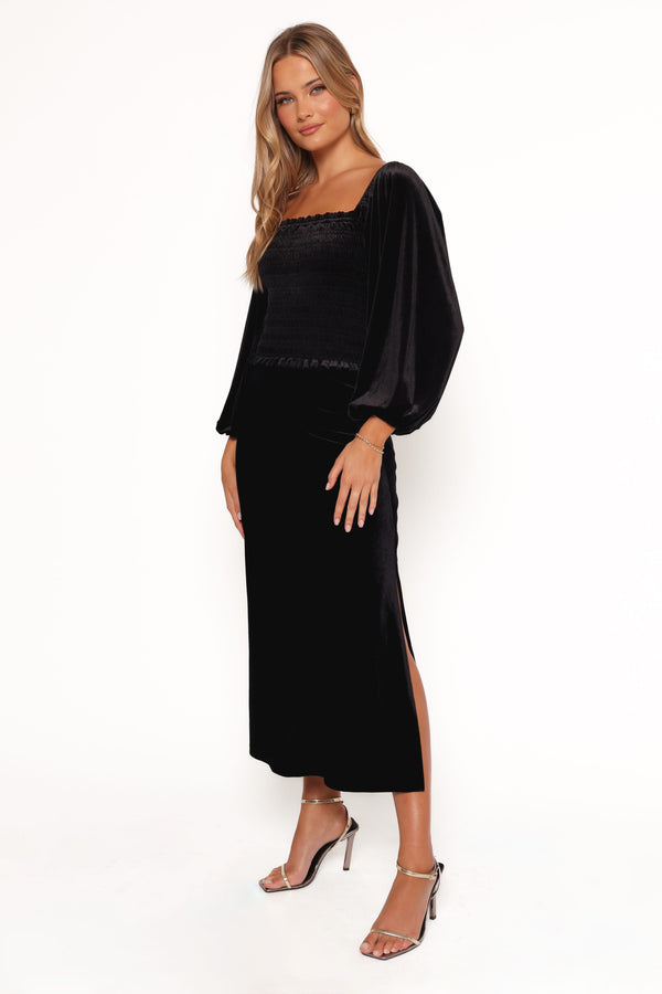 TOPS Fallen Velvet Top - Black
