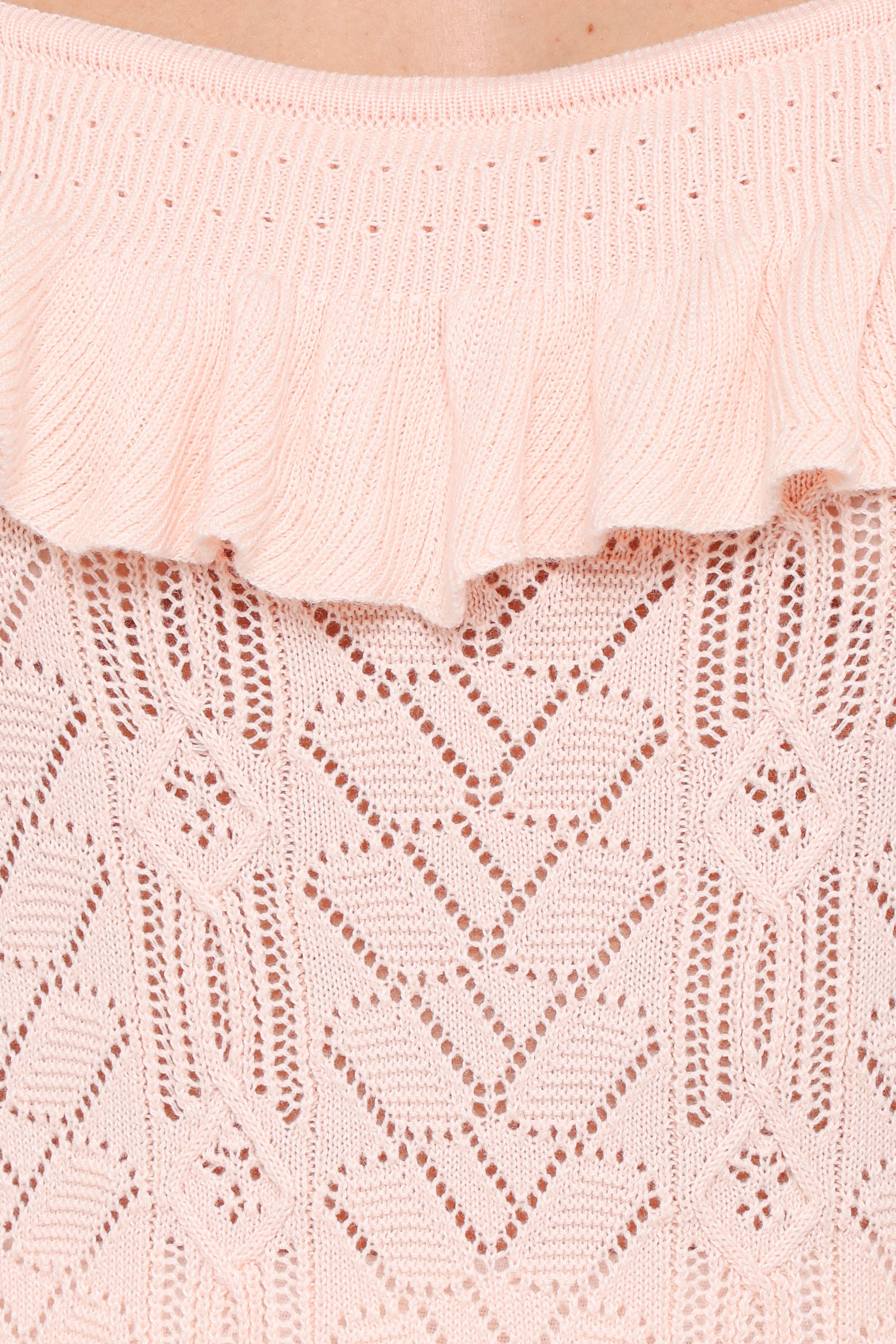 TOPS Felicia Lace Pointelle Top - Pale Pink