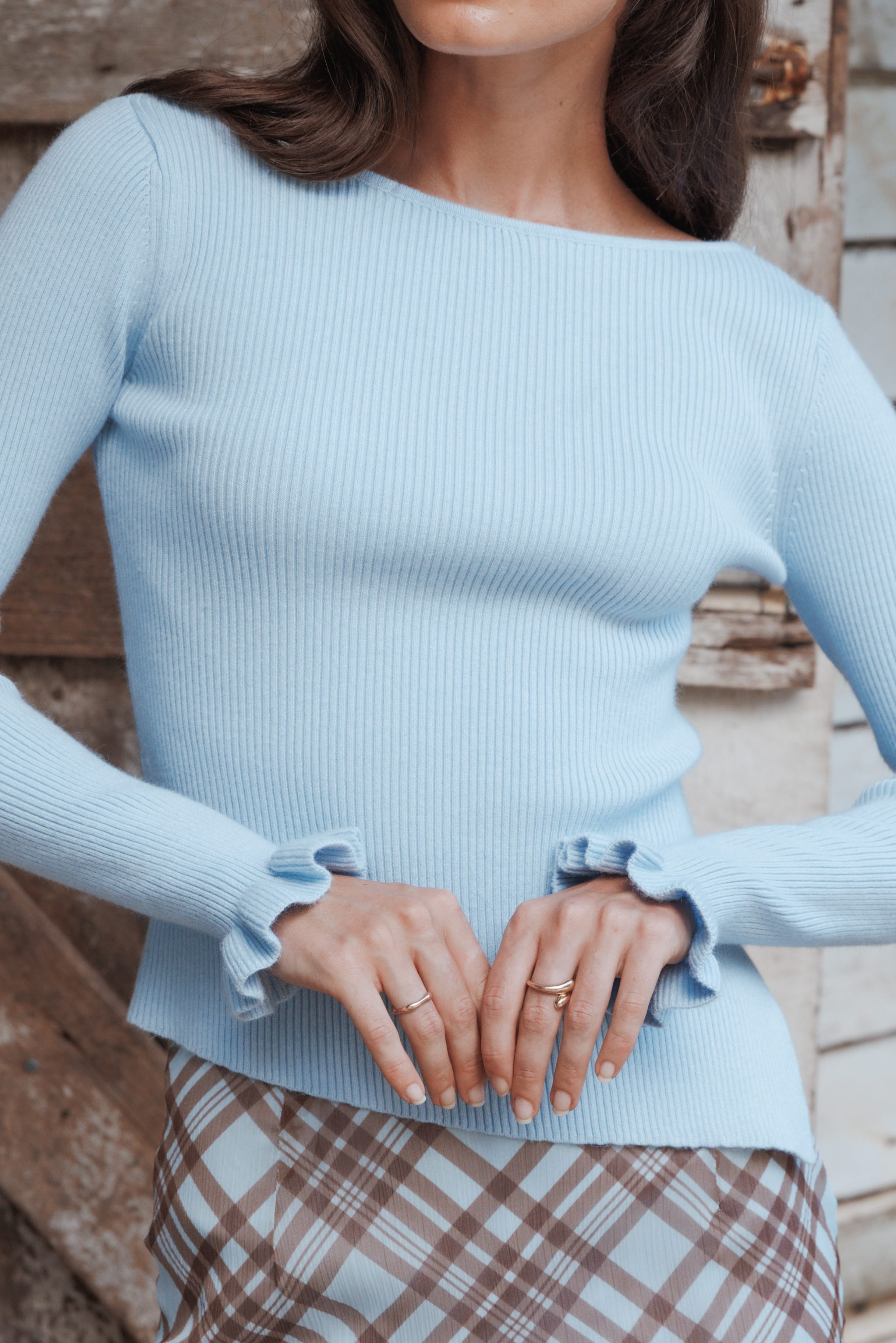 トップス Cameron knit set tops ice blue Fiana Knitted Top - Ice Blue | Petal & Pup