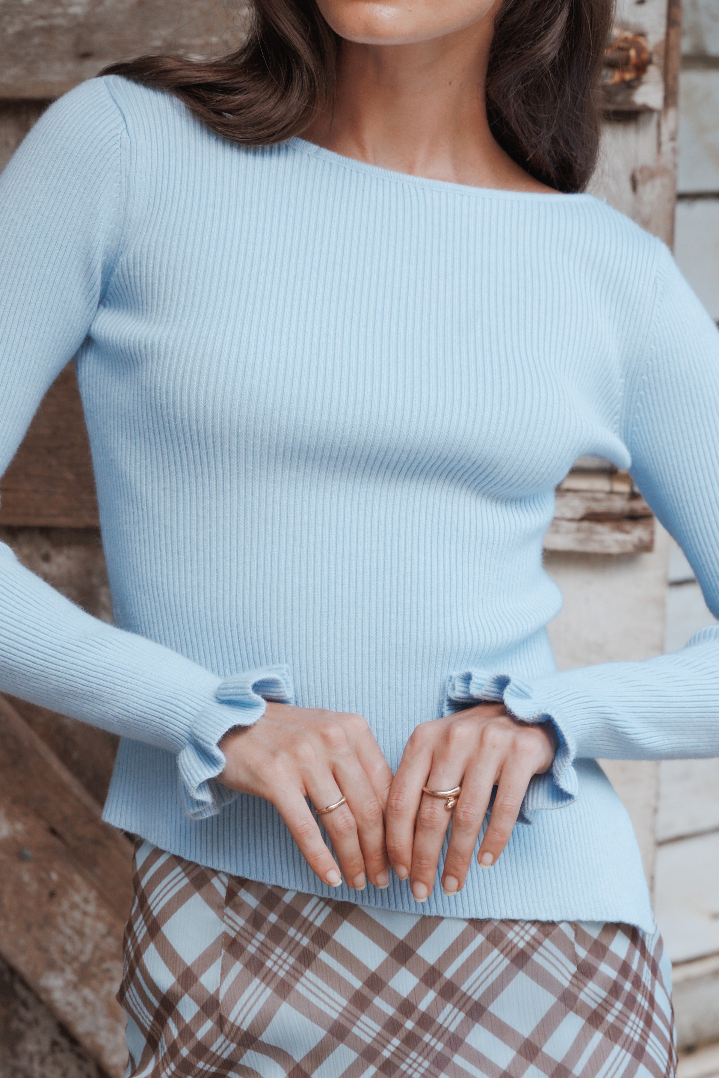 TOPS Fiana Knitted Top - Ice Blue