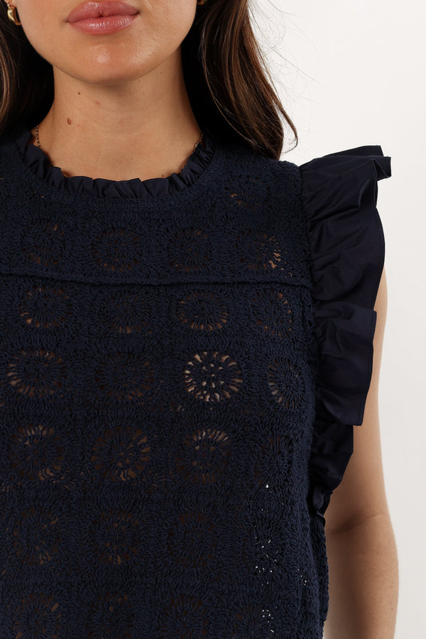 TOPS @Fiona Knit Top - Navy