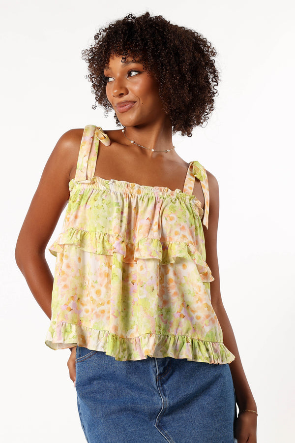 TOPS @Fiorella Top - Yellow/Green