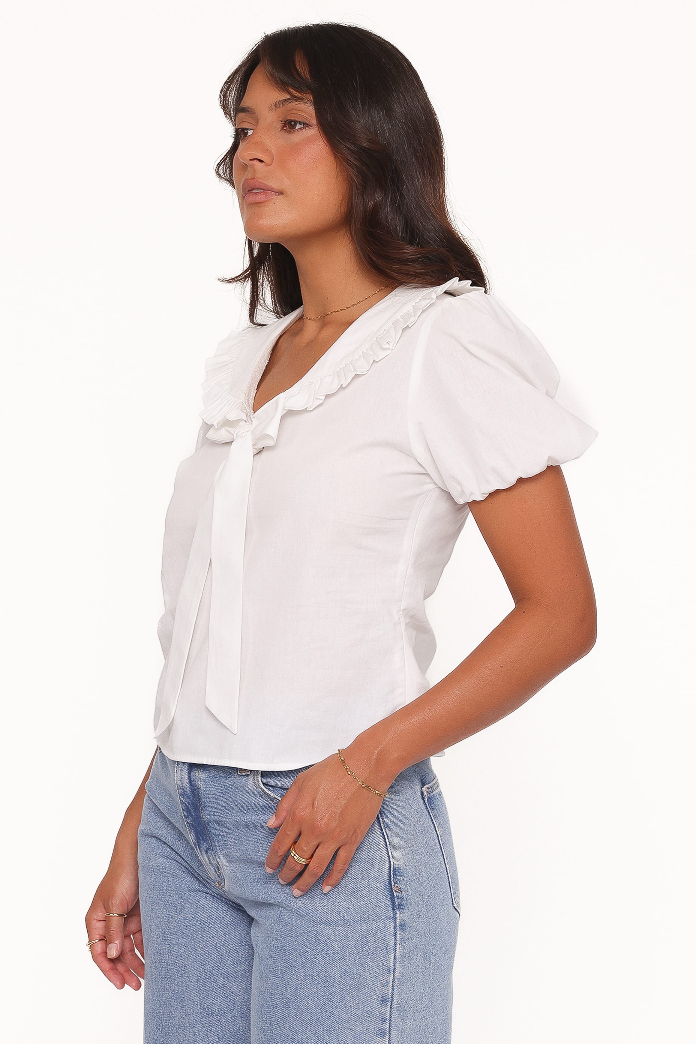TOPS Fleming Frill Collar Shirt - White