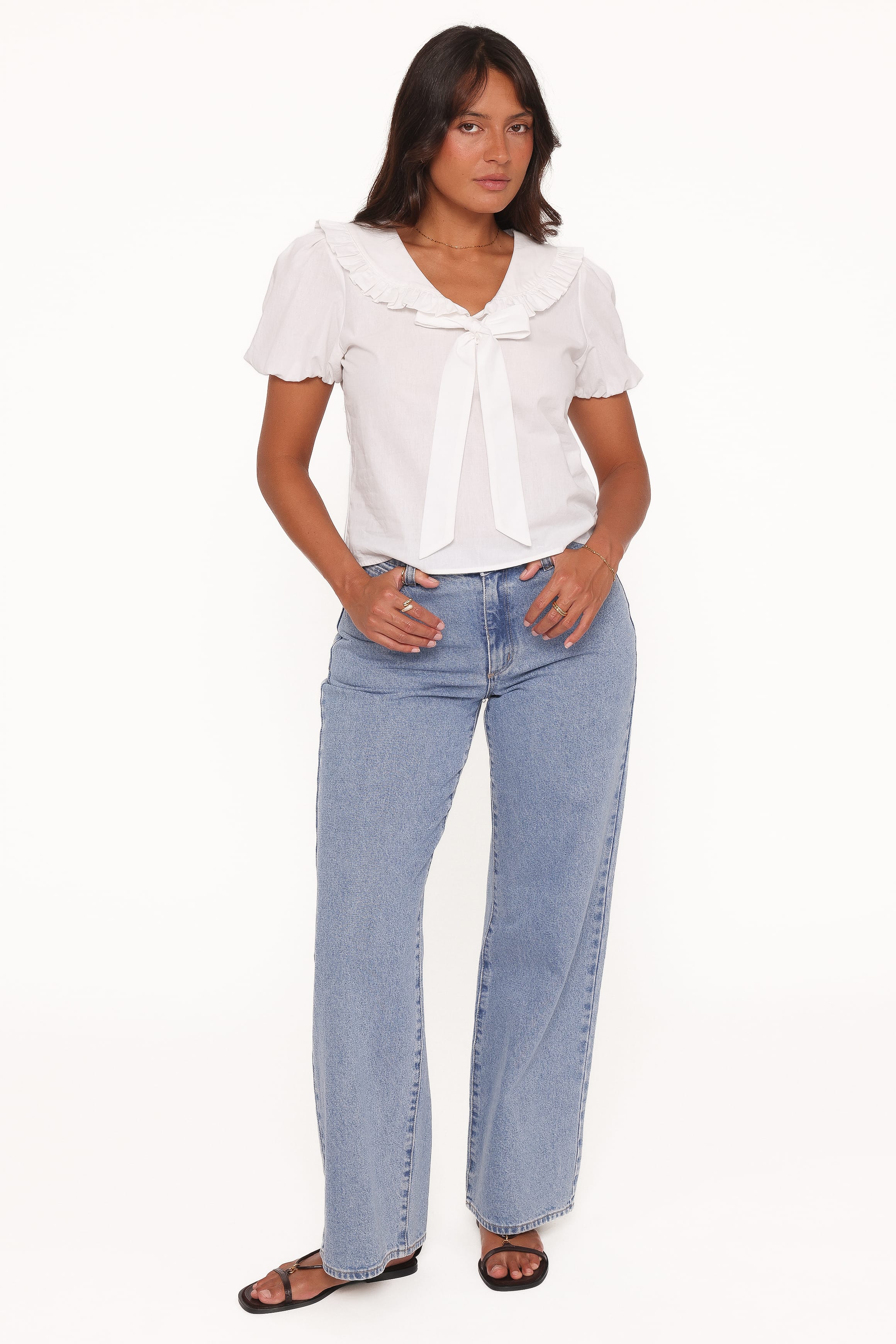 TOPS Fleming Frill Collar Shirt - White