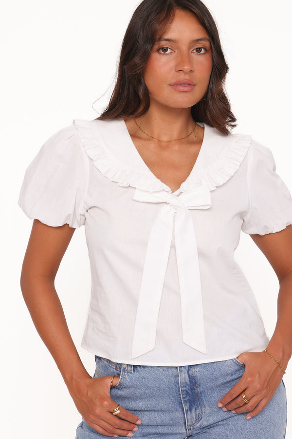 TOPS Fleming Frill Collar Shirt - White