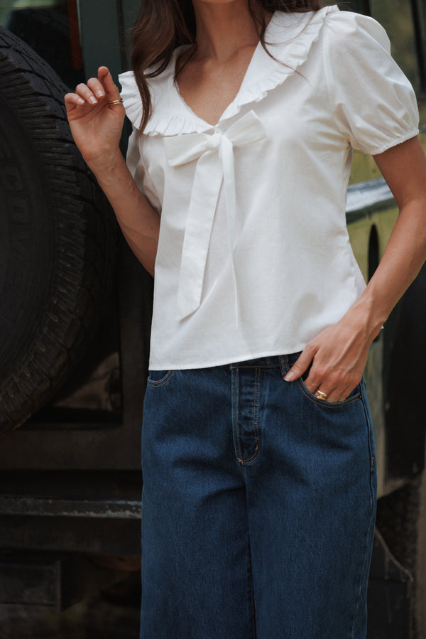 TOPS Fleming Frill Collar Shirt - White