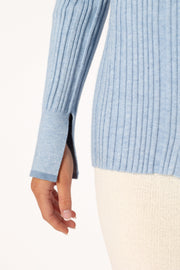 TOPS @Florence Long Sleeve Knit Top - Blue