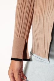 TOPS @Florence Long Sleeve Knit Top - Mocha
