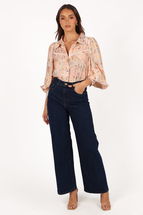 TOPS Floria Top - Beige Floral