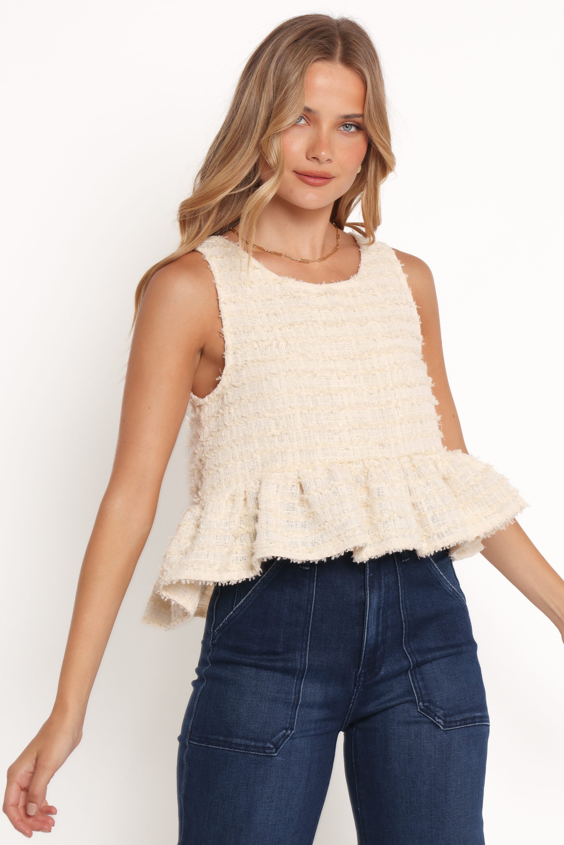 TOPS Fren Ruffle Top - Cream