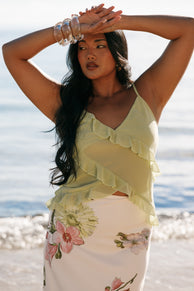 TOPS Gabrielle Ruffle Top - Meadow Green