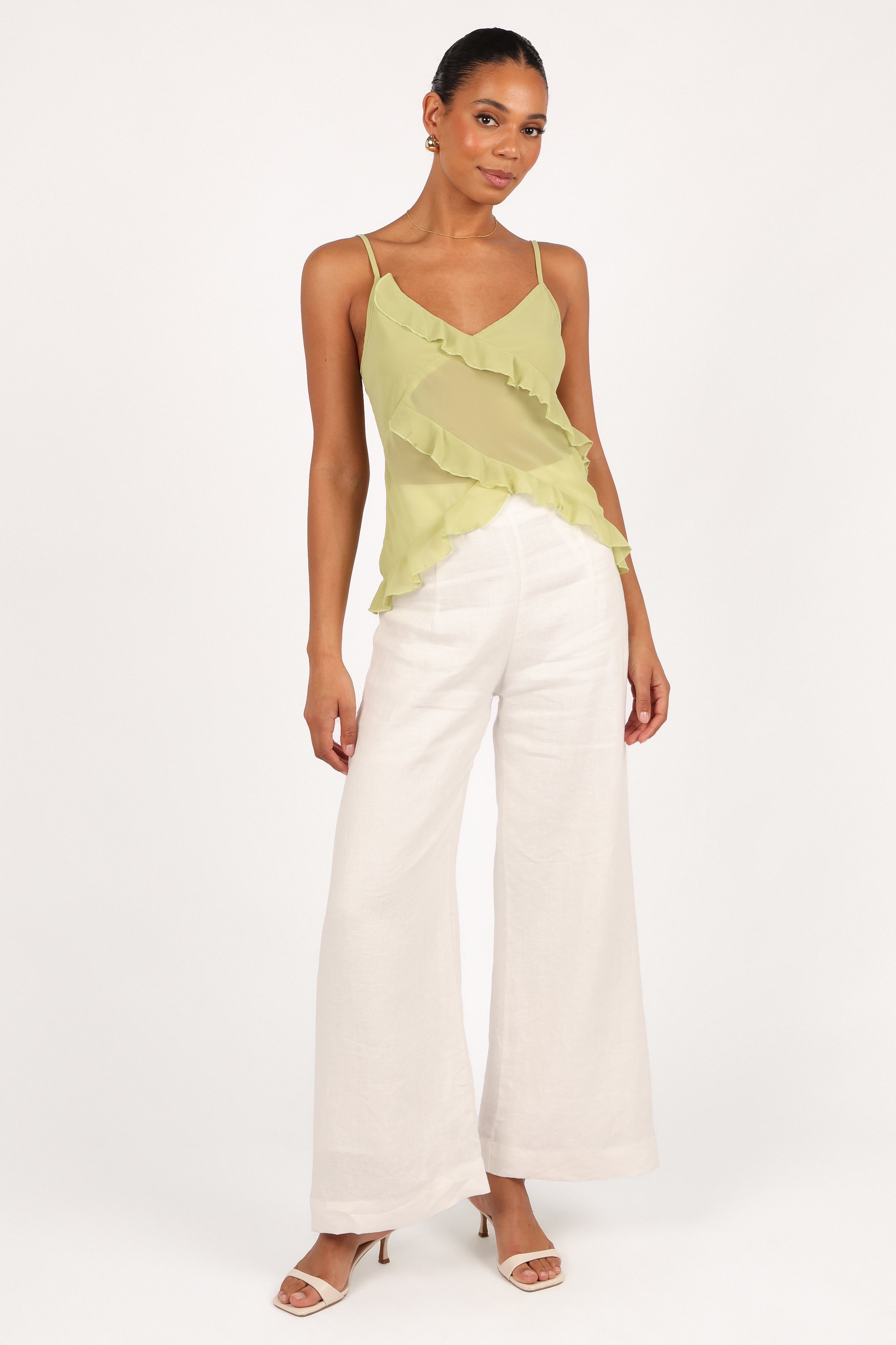 TOPS Gabrielle Ruffle Top - Meadow Green