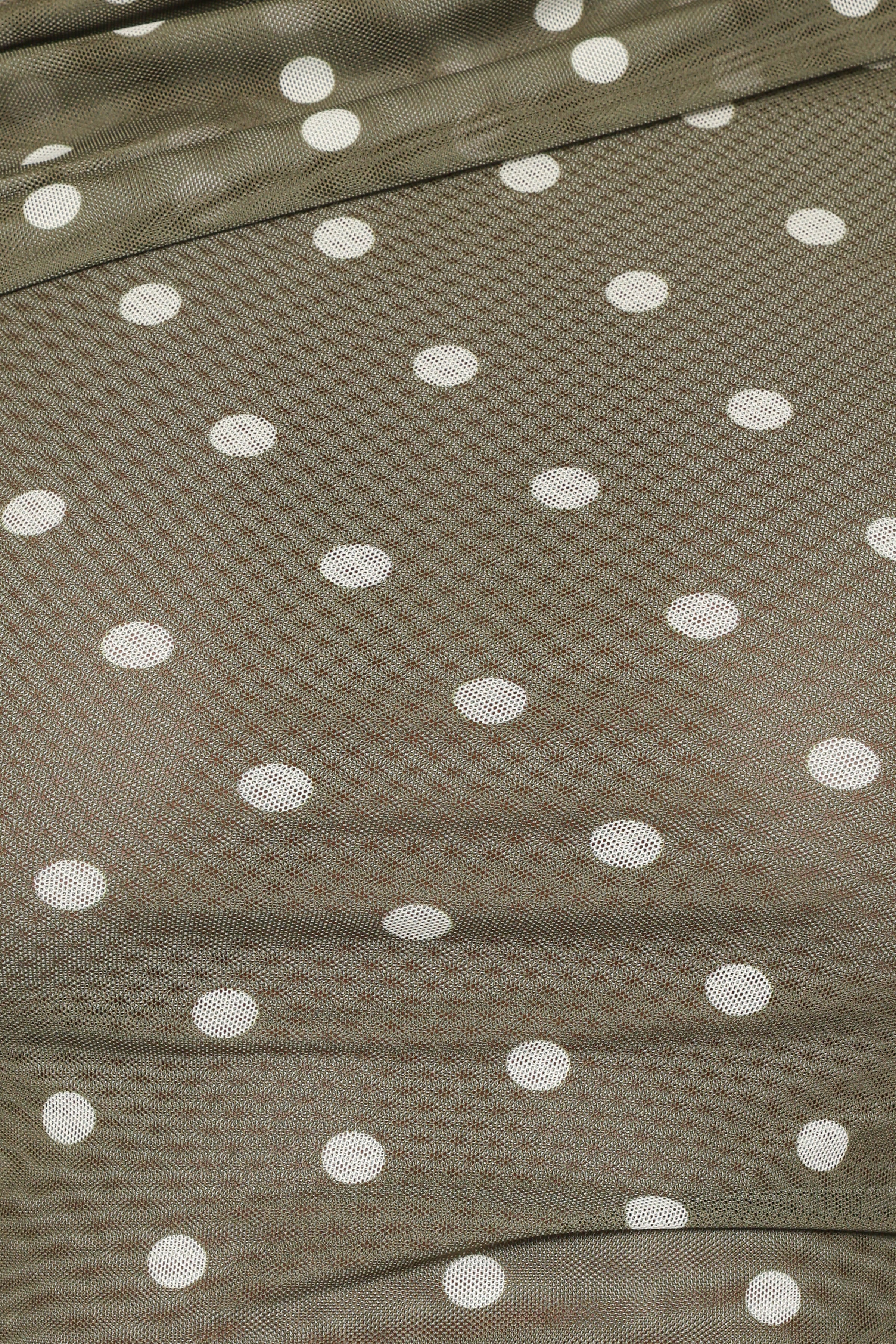 TOPS Ginevra Off Shoulder Mesh Top - Green Polka Dot