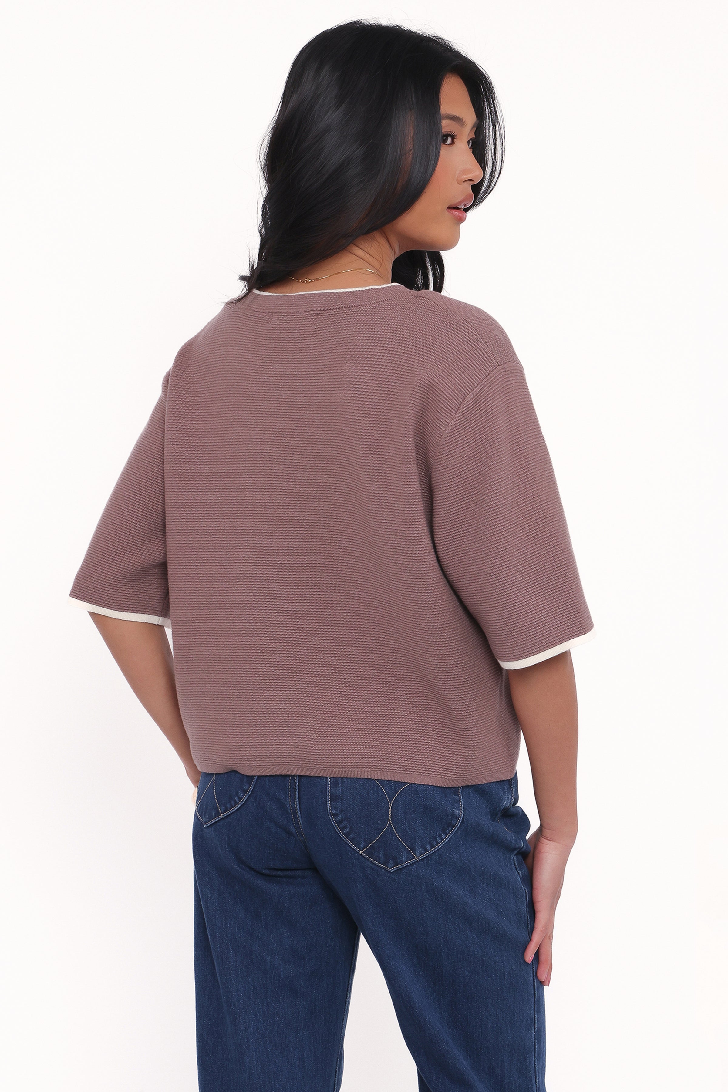 TOPS Giorgia Knitted Tee - Mocha