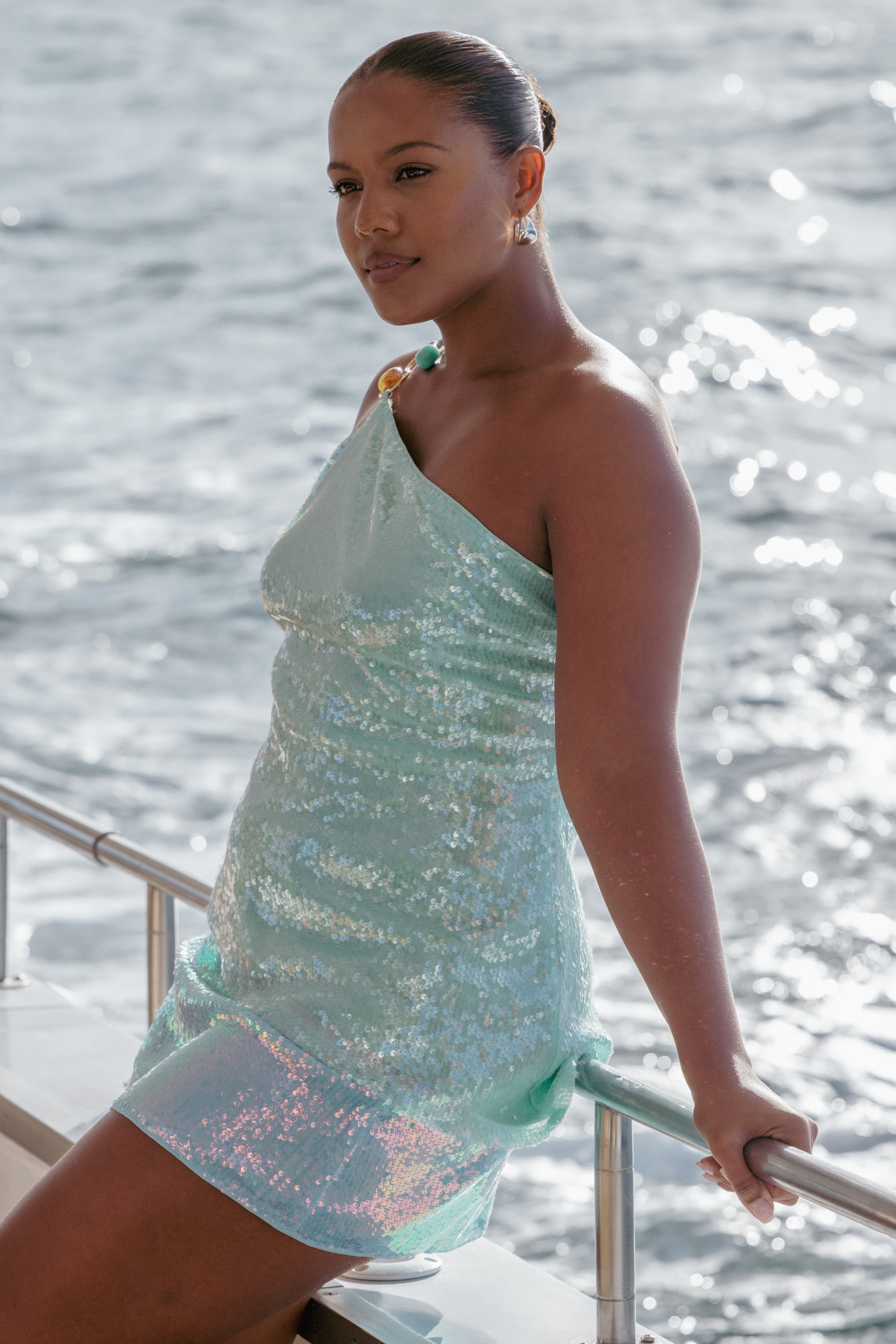 Gisiele One Shoulder Top - Aqua | Petal & Pup
