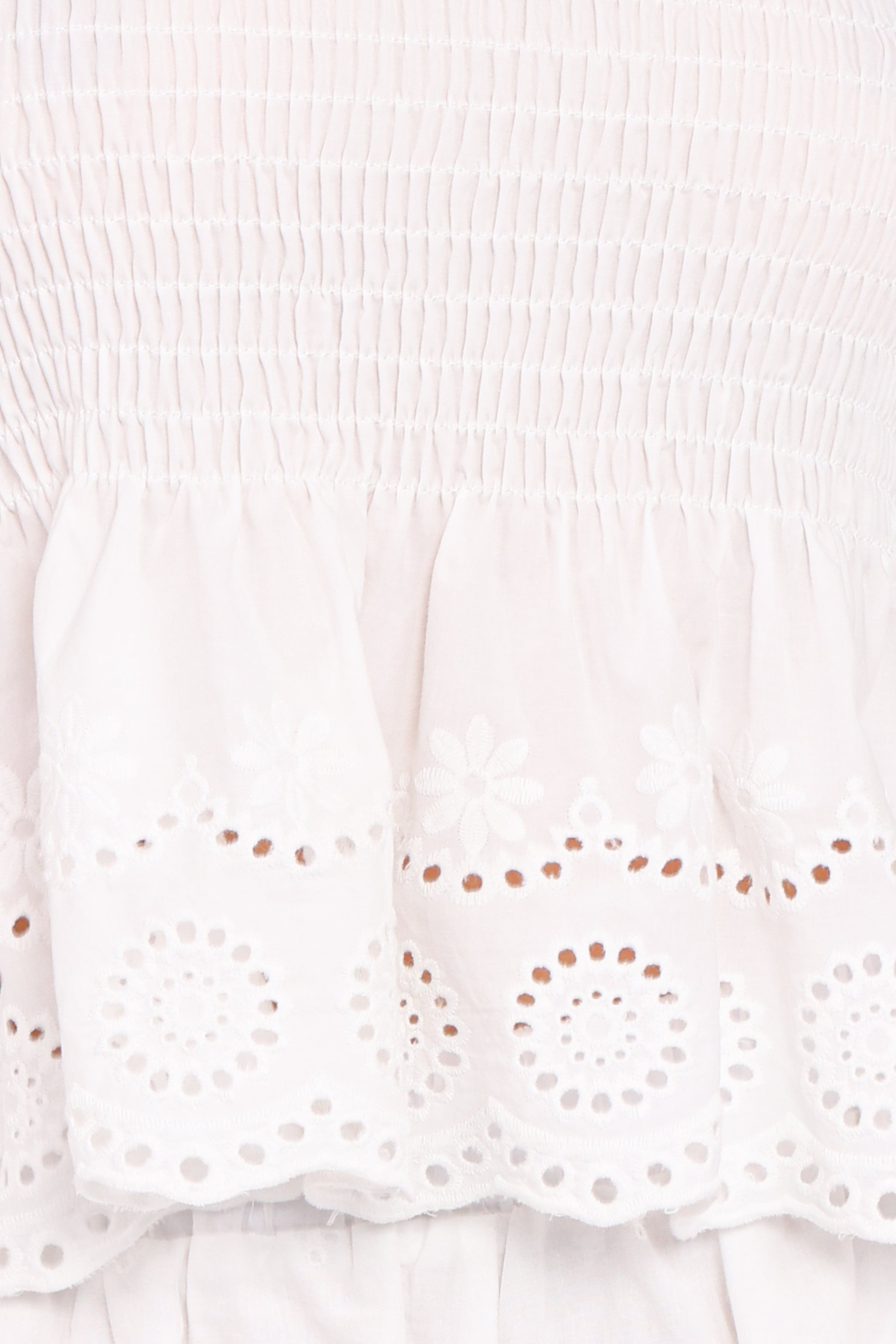 TOPS Gretal Smocked Eyelet Top - White
