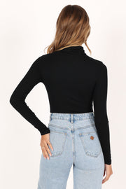 TOPS @Hamish Ribbed Knit Bodysuit - Black