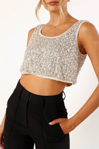 TOPS @Harley Pearl Crop Top - Nude
