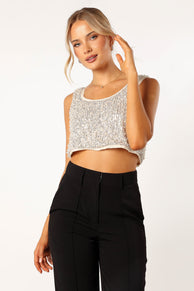 TOPS @Harley Pearl Crop Top - Nude