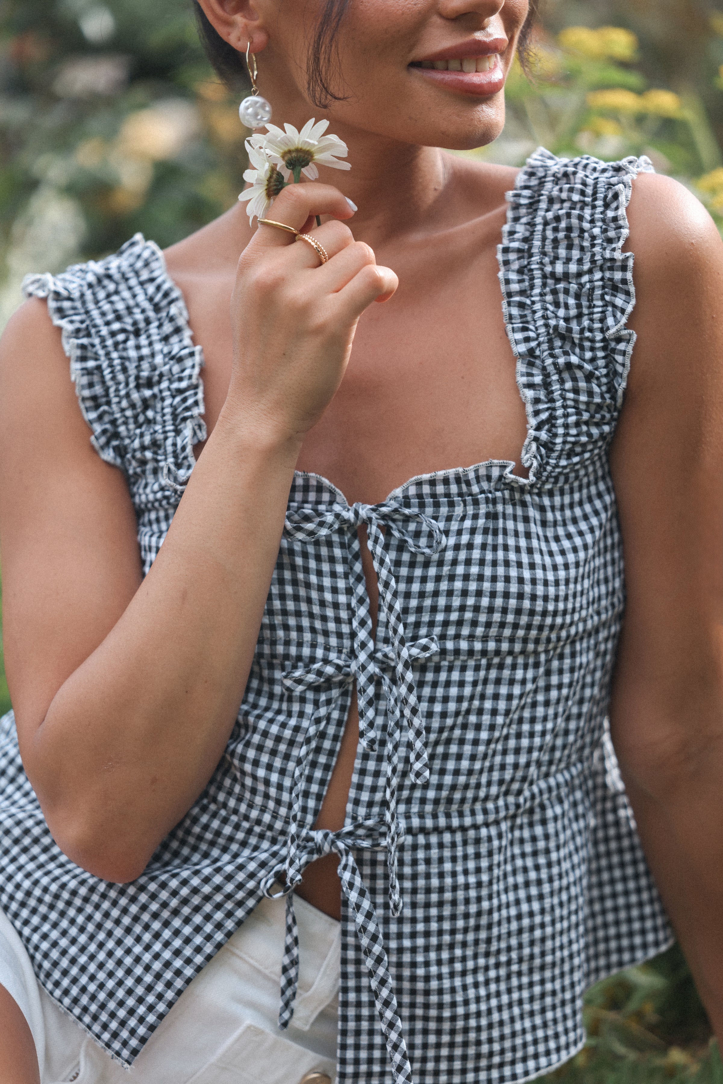 TOPS Harper Top - Black Gingham