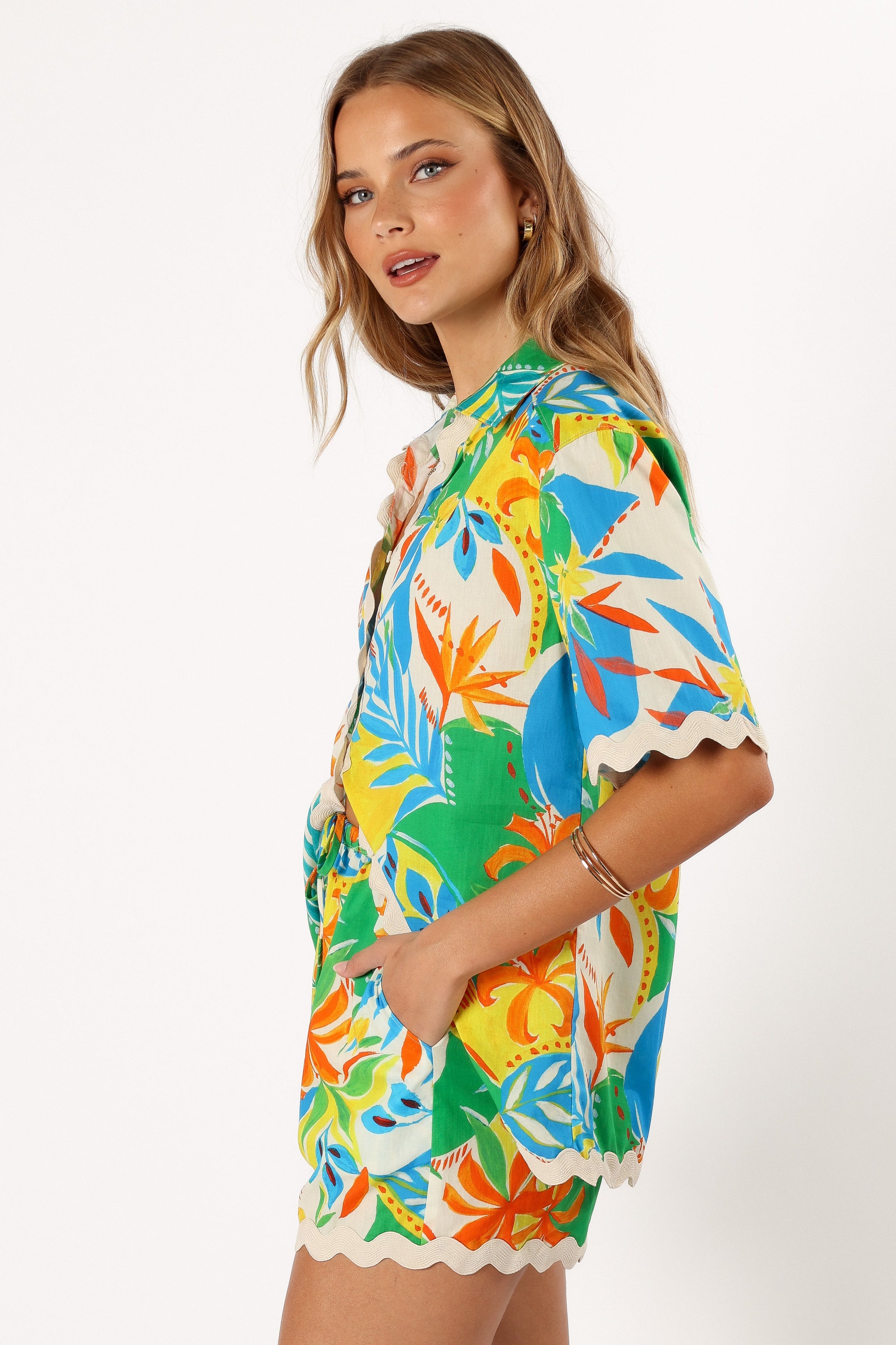 TOPS Harriet Button Down Top - Malta Print