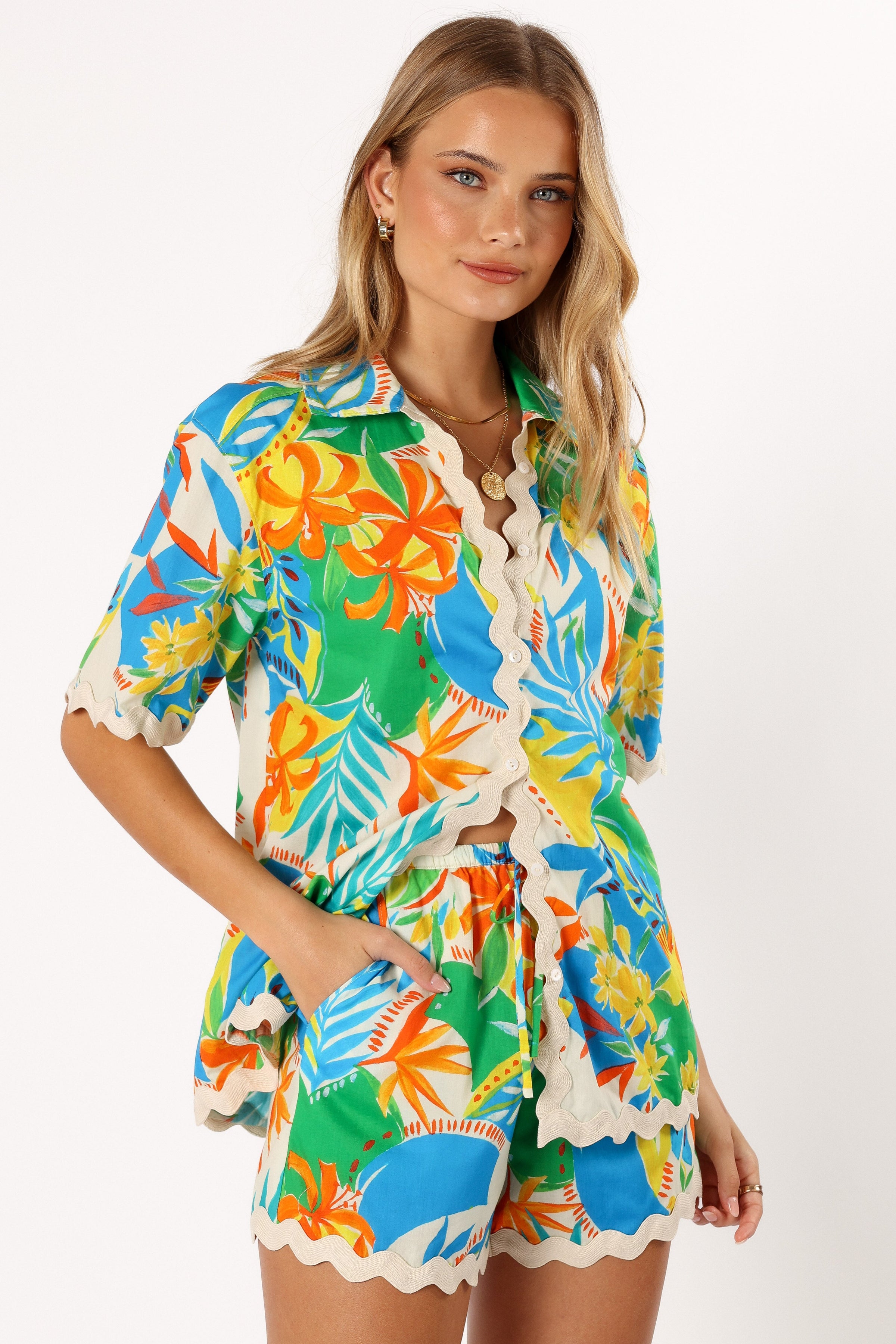 TOPS Harriet Button Down Top - Malta Print