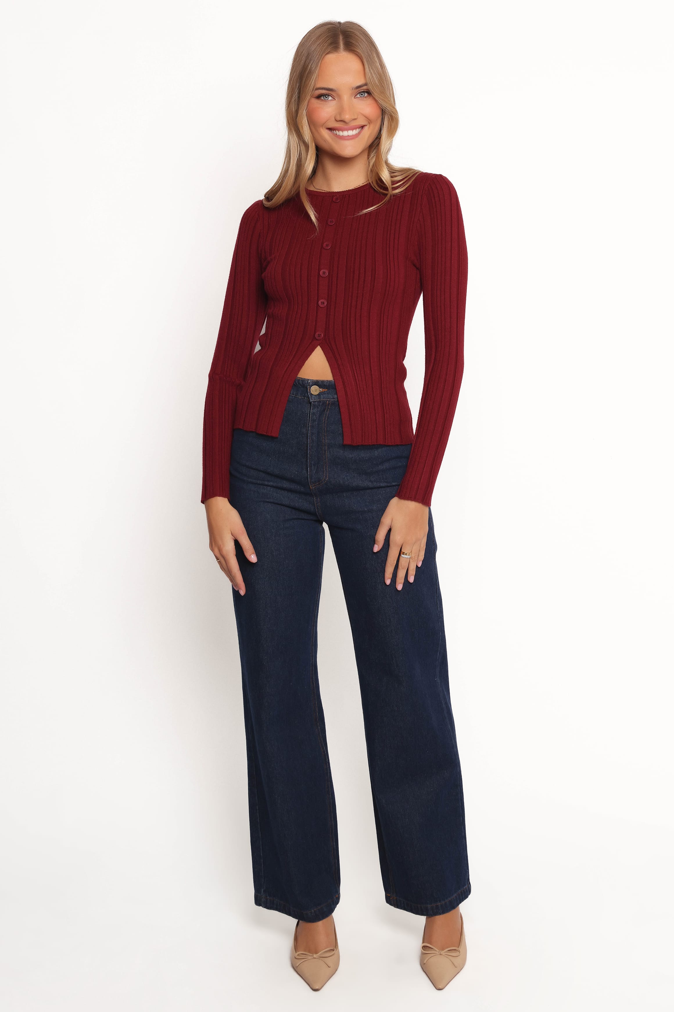 TOPS Hatte Cardigan Top - Dark Cherry