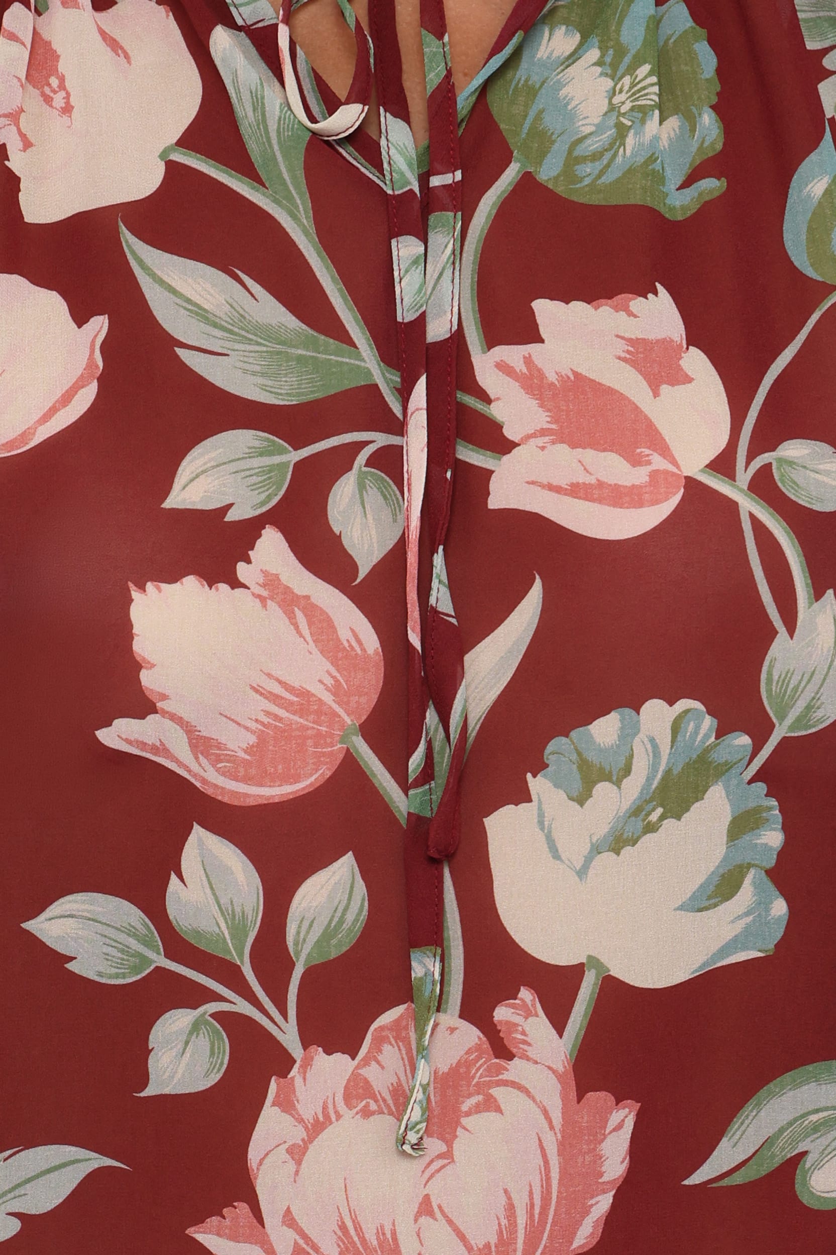 TOPS Hesper Ruffle Top - Red Tulip Floral