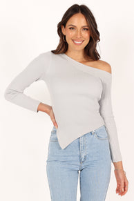 TOPS @Hunter Knit Top - Grey