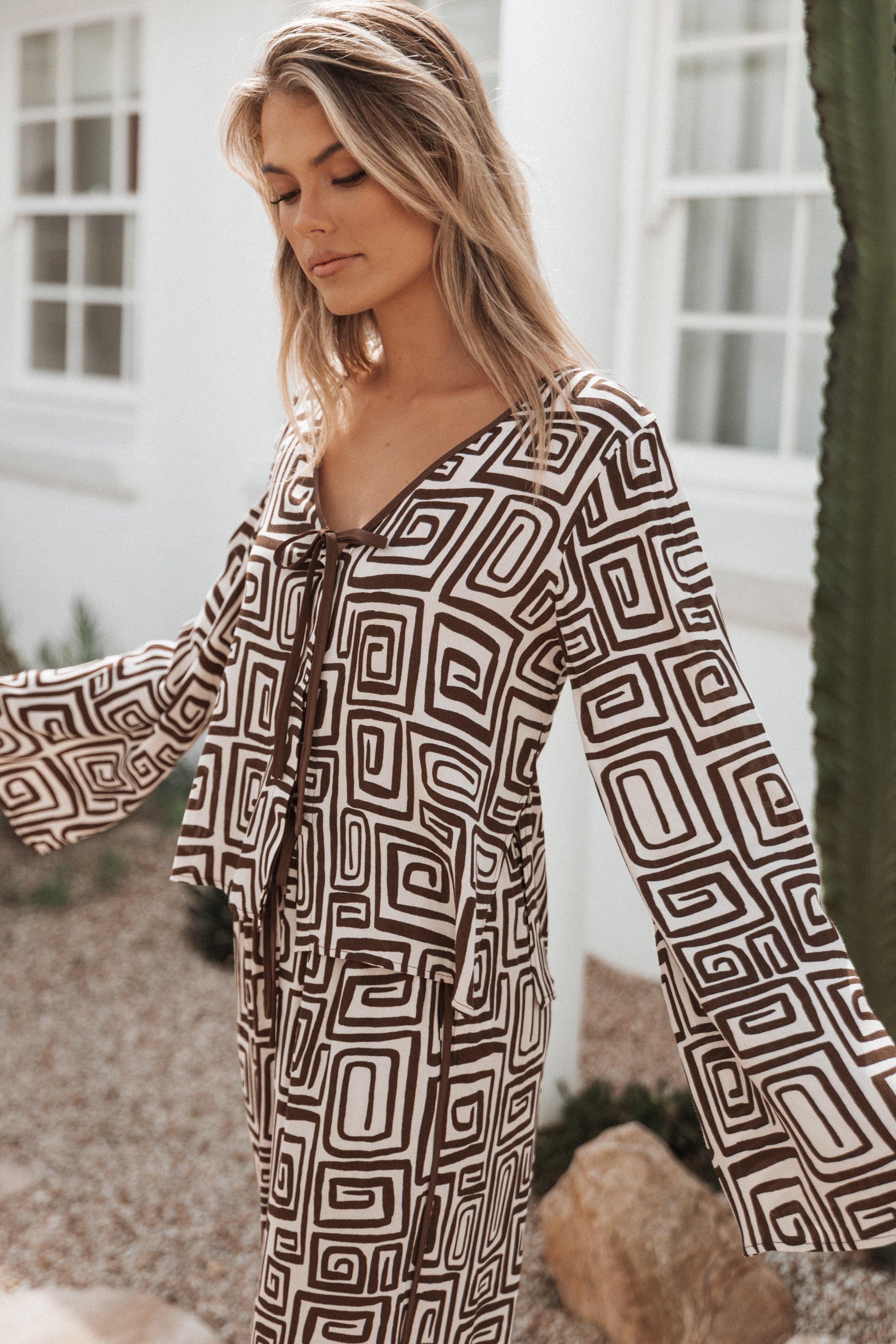 TOPS Imogen Top - Chocolate Brown Print