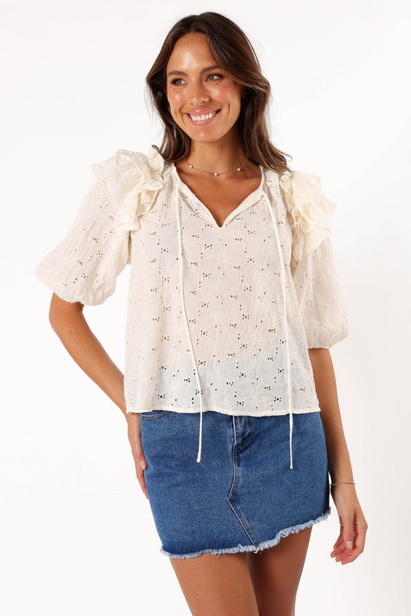 TOPS @Iris Ruffled Top - Cream