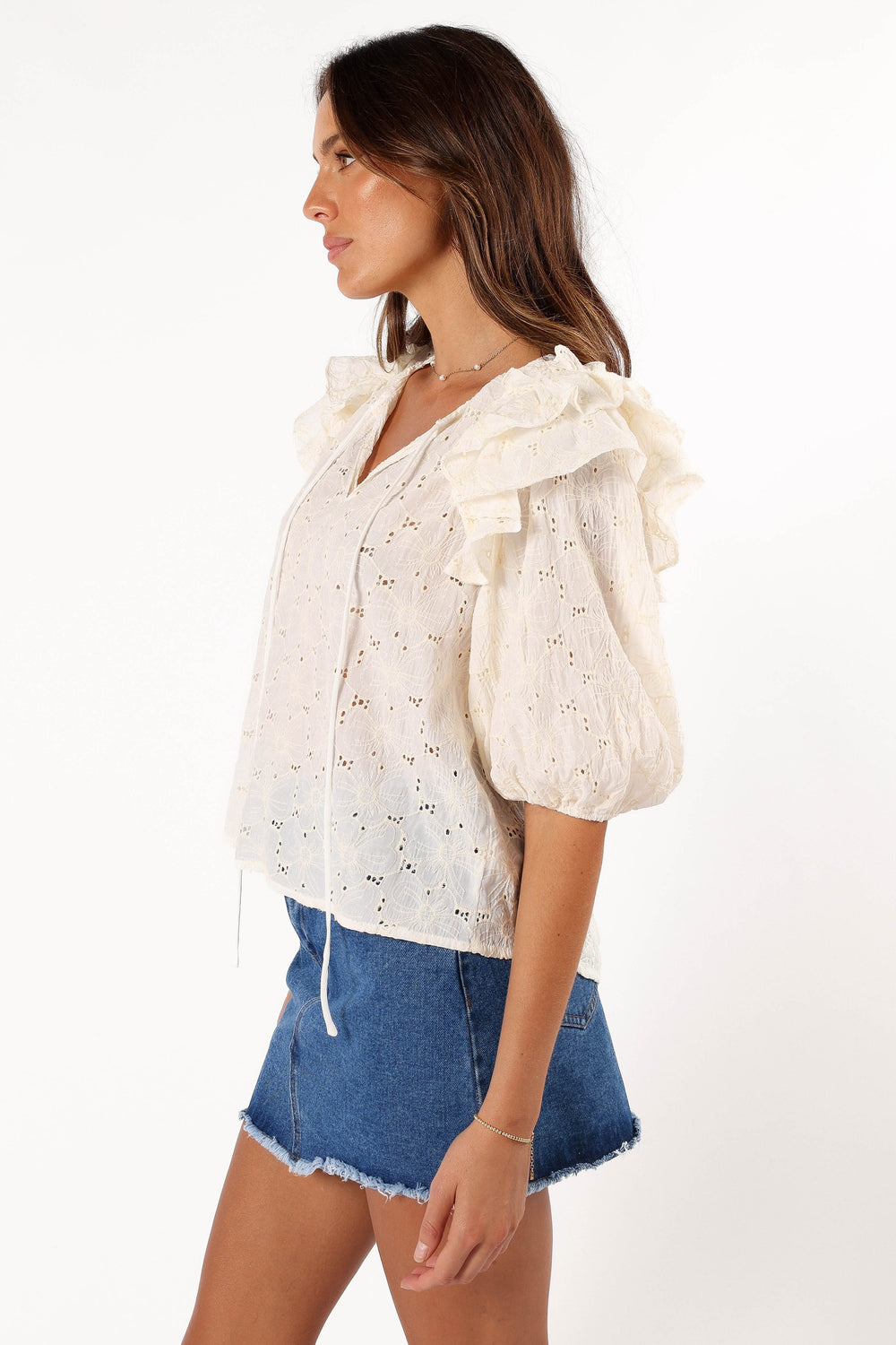 Collective Tops - Iris Ruffled Top - Cream third image