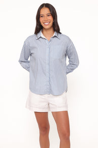TOPS Jackson Button Up Shirt - Blue Stripe