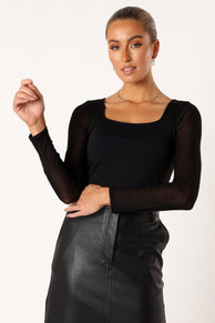 TOPS @Jax Long Sleeve Top - Black