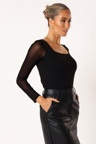 TOPS @Jax Long Sleeve Top - Black