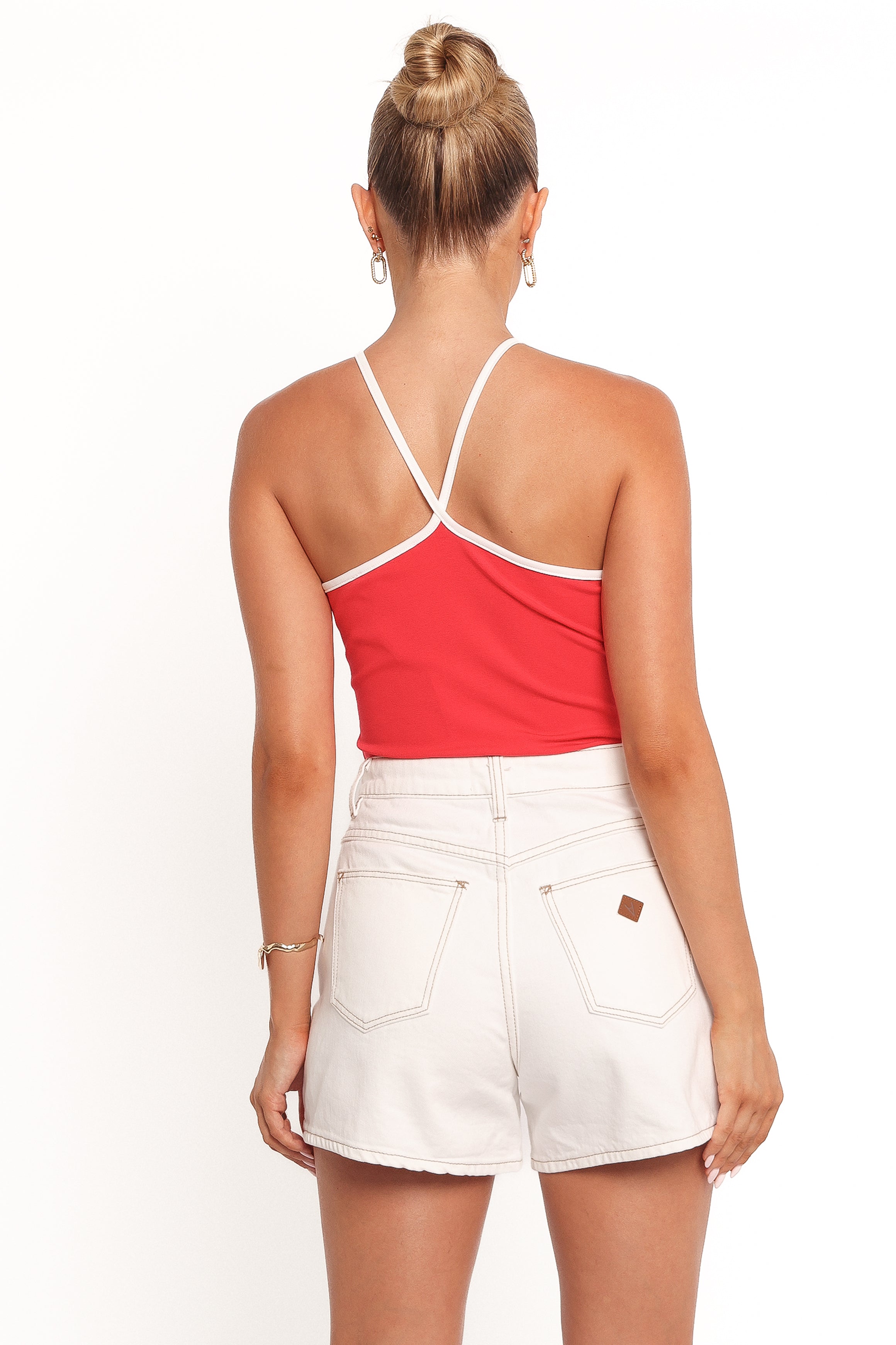 TOPS Jazzie Knit Tank - Red White
