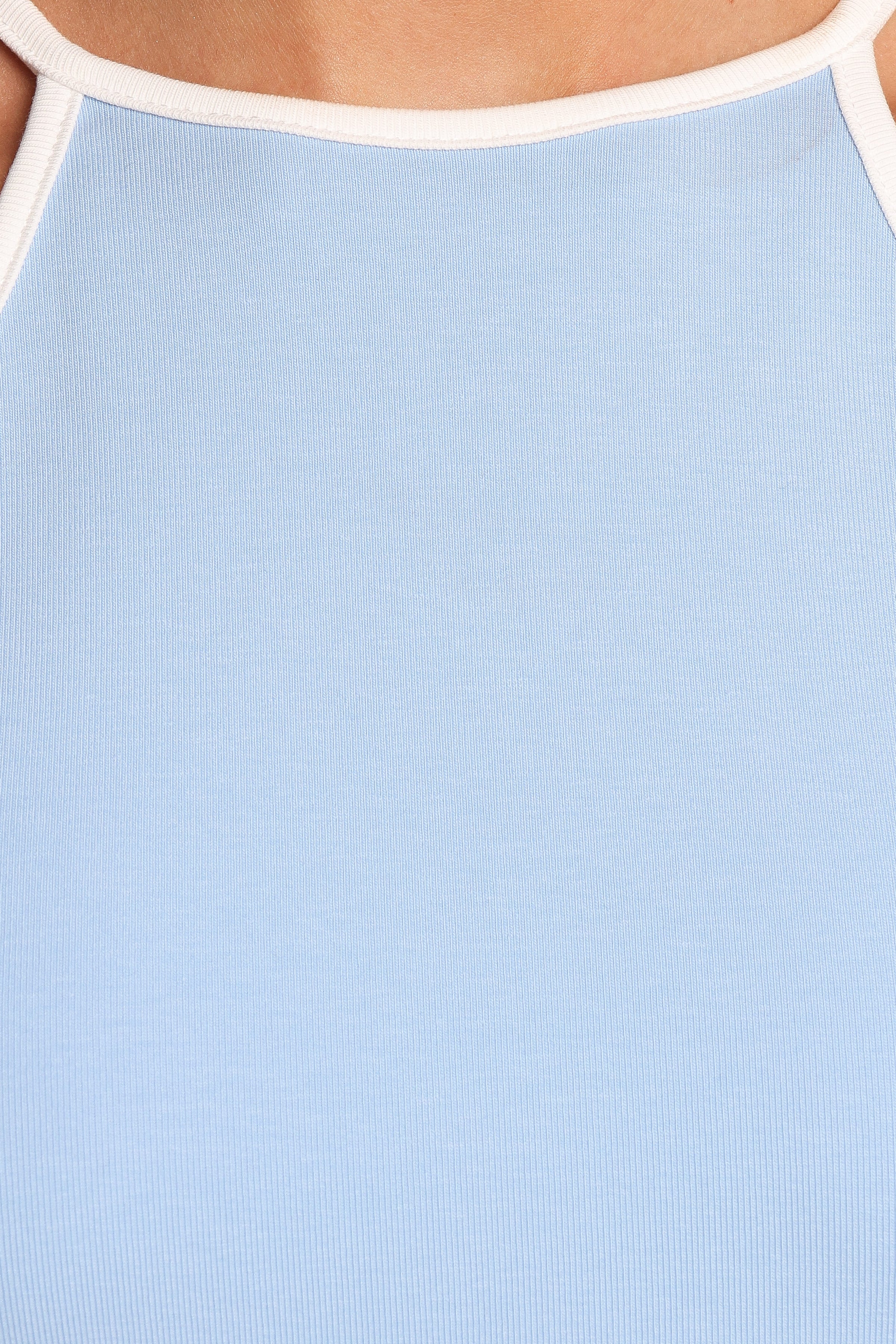TOPS Jazzie Knit Tank - White Pale Blue