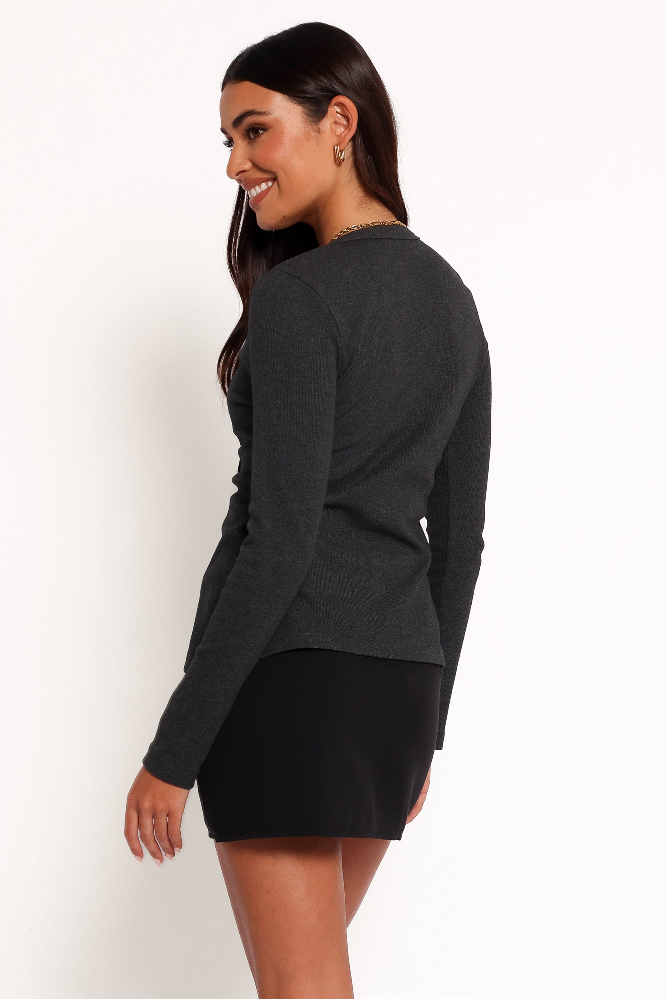 TOPS Jessa Knit Top - Charcoal