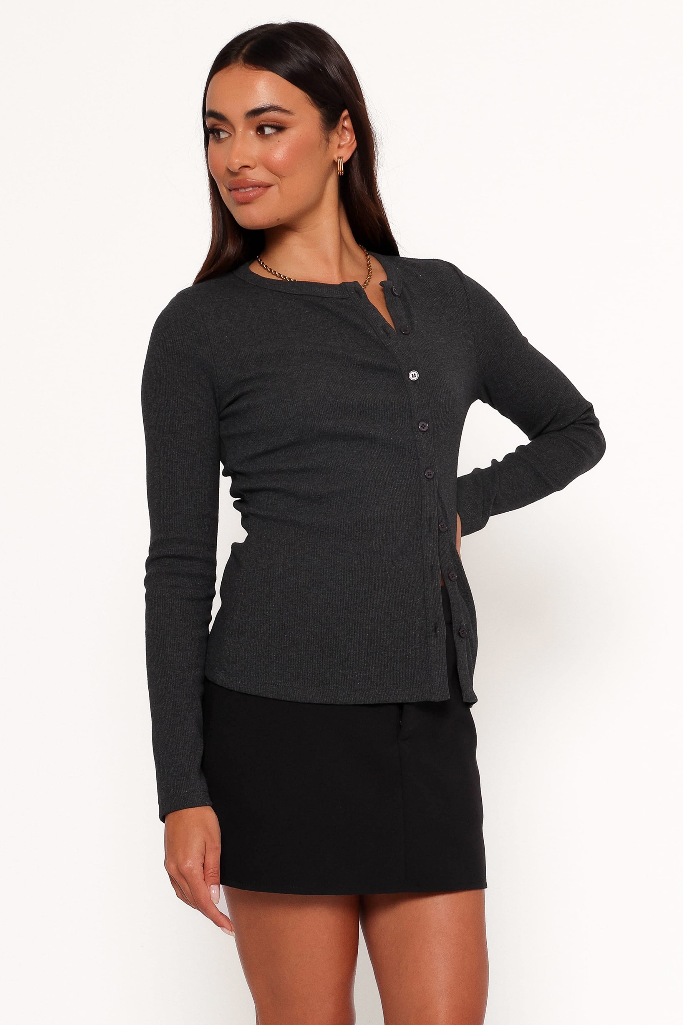 TOPS Jessa Knit Top - Charcoal